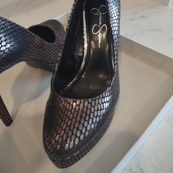 Jessica Simpson Angee Pumps Black/Gunmetal Size 7 - Picture 2 of 9